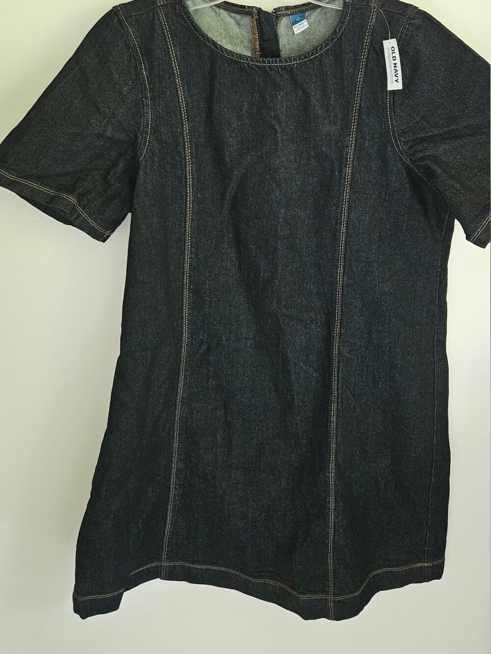 Old Navy Denim Dress Dark Blue Short Sleeve NWT - Picture 2 of 6